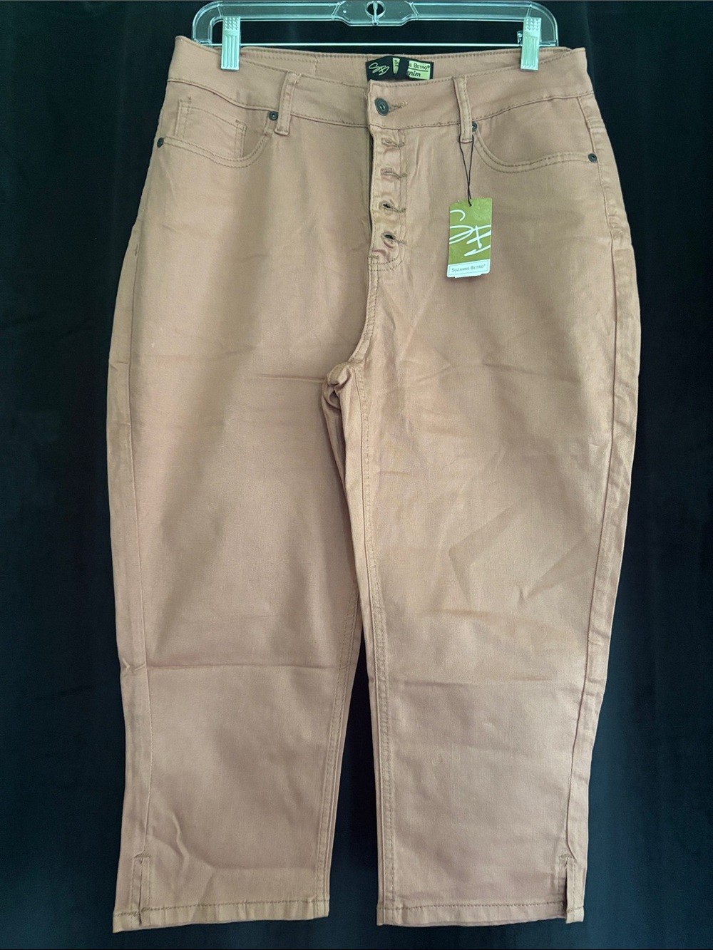Suzanne Betro Blush Capris with Button Fly